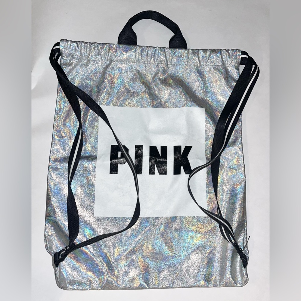Victoria’s Secret PINK Limited Edition Iridescent Drawstrings Backpack 18”x14.5”